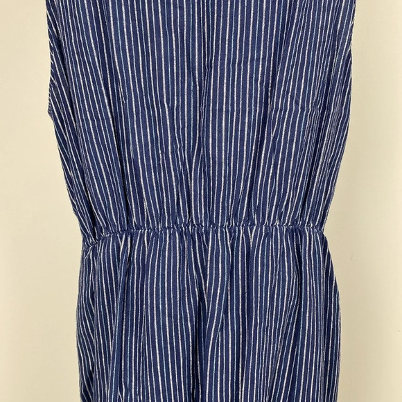 Sleeveless Striped Linen-Blend Fit & Flare Dress - Picture 9 of 13